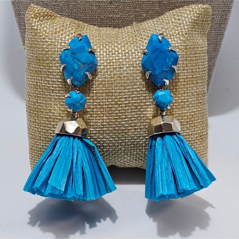Kendra Scott Turquoise Blue and Gold Statement‎ Earrings